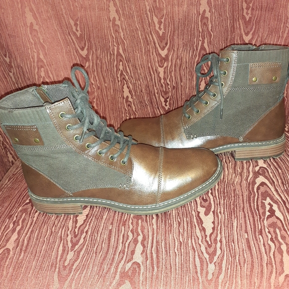 SONOMA BROWN ON BROWN MEN'S COMBAT BOOTS SIZE 9 M - Picture 3 of 9